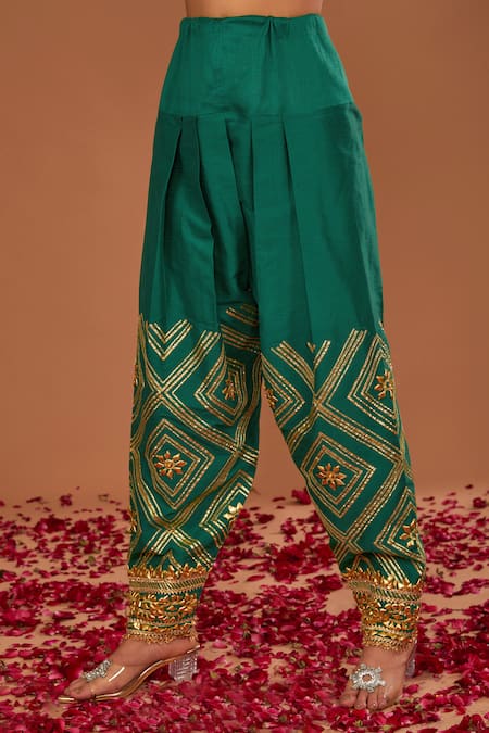 Buy Preeti S Kapoor Red Denim, Organza Embroidery, Gota Patti Split V-neck Short Anarkali Salwar Set Online at Aza Fashions Buy_Preeti S Kapoor_Red Denim, Organza Embroidery, Gota Patti Split V-neck Short Anarkali Salwar Set _Online_at_Aza_Fashions