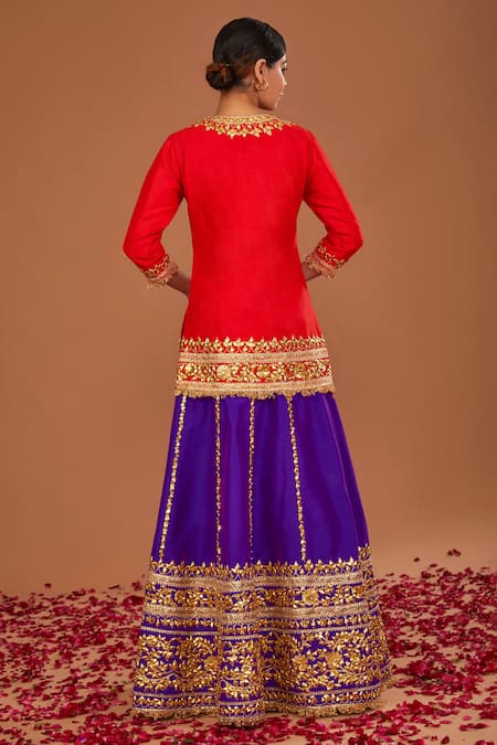 Preeti S Kapoor Embroidered Short Kurta Lehenga Set 