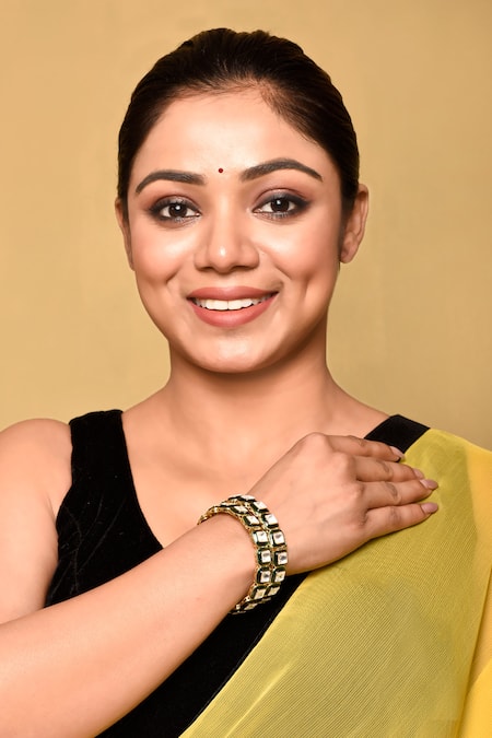 Preeti Mohan Green Stones Studded Bangles- Set Of 2 