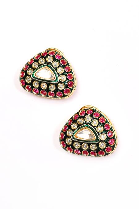 Buy_Preeti Mohan_Multi Color Stones Studded Earrings _Online_at_Aza_Fashions
