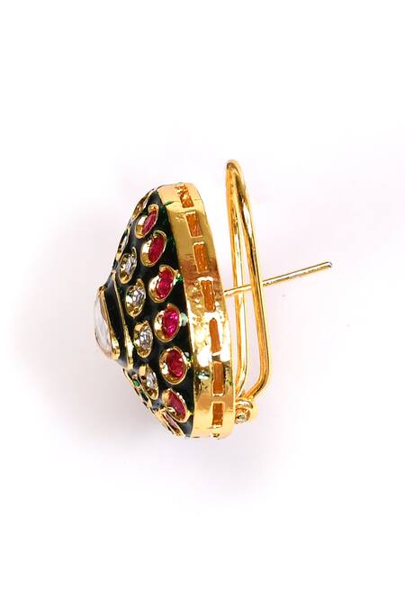 Shop_Preeti Mohan_Multi Color Stones Studded Earrings _Online_at_Aza_Fashions