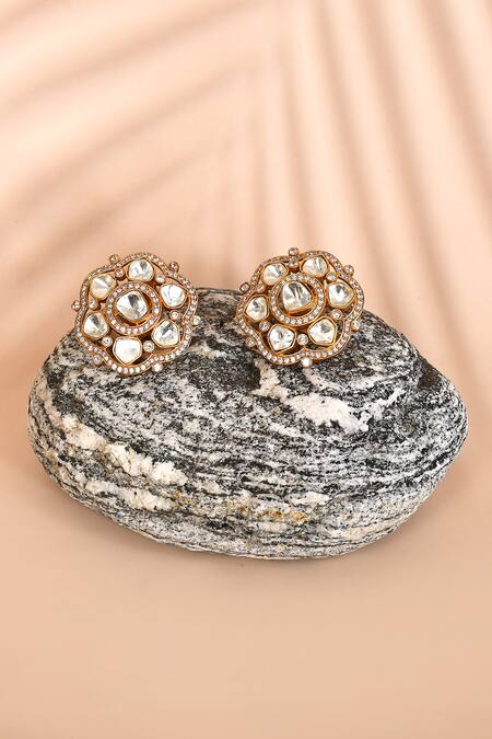 Preeti Mohan Clear Stone Embellished Studs 