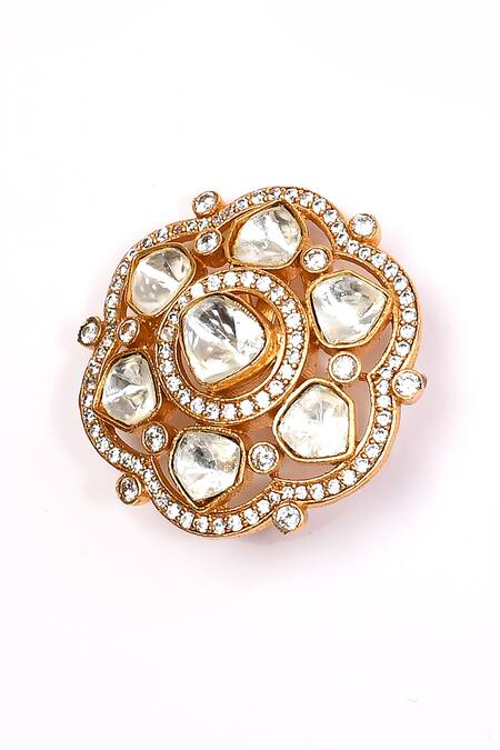 Buy_Preeti Mohan_Gold Plated Stones Clear Embellished Studs _Online_at_Aza_Fashions