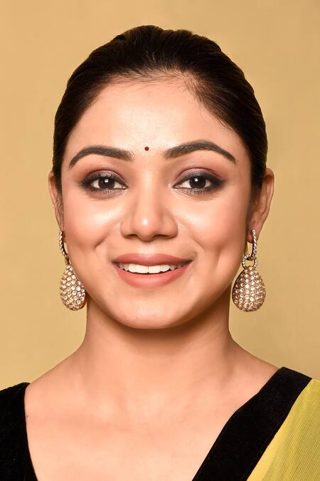 Preeti Mohan_Gold Plated Stones Studded Drop Earrings _at_Aza_Fashions