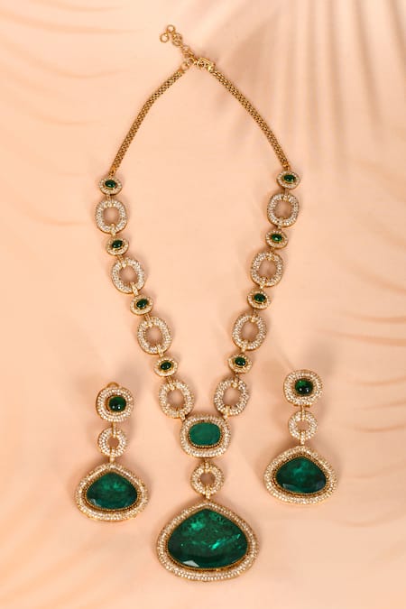 Preeti Mohan Stone Studded Link Pattern Necklace Set 