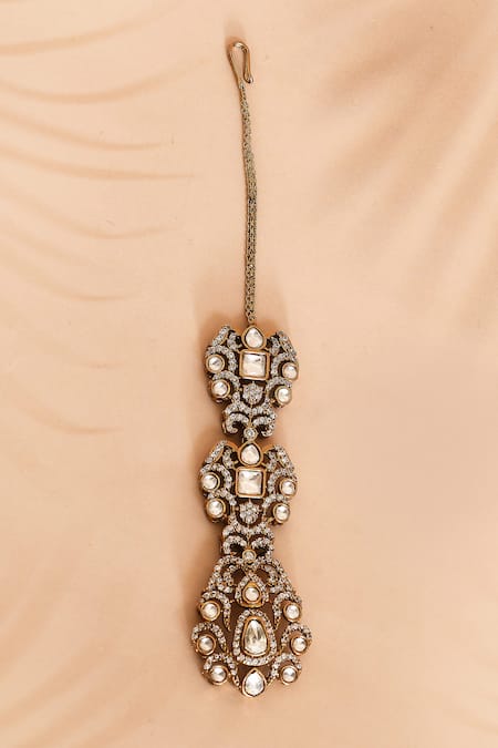 Preeti Mohan Clear Stone Embellished Maangtikka 