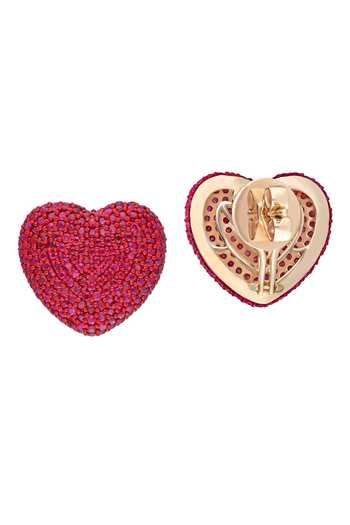Kaj Fine Jewellery_Red Diamonds, Stones 18kt Yellow Gold Ruby Heart Studs_Online_at_Aza_Fashions