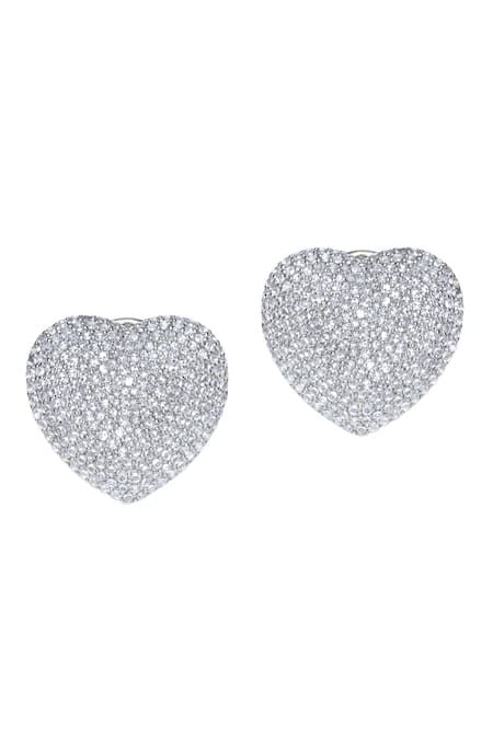 KAJ Fine Jewellery White Rose Cut Diamonds 18kt Gold Heart Studs  2