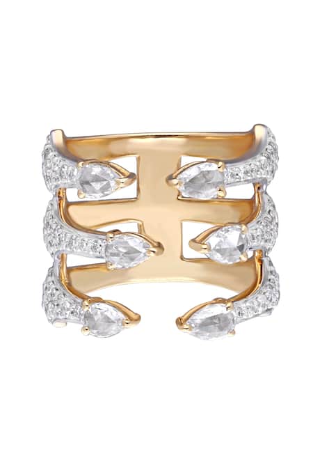 KAJ Fine Jewellery 18Kt Yellow Gold Rose Cut Diamond Open Ring 