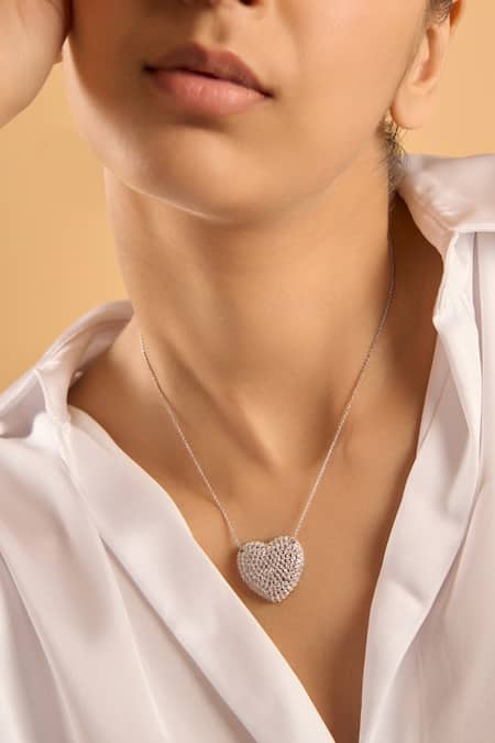 Diamond & 9ct White Gold Heart Necklace | Buy Online | Free Insured UK  Delivery