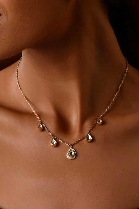 Gems One Diamond Teardrop Halo Dangle Pendant Necklace In 14k Yellow Gold  (0.08ctw) PD31614-4YSC - Bradley's Fine Jewelers