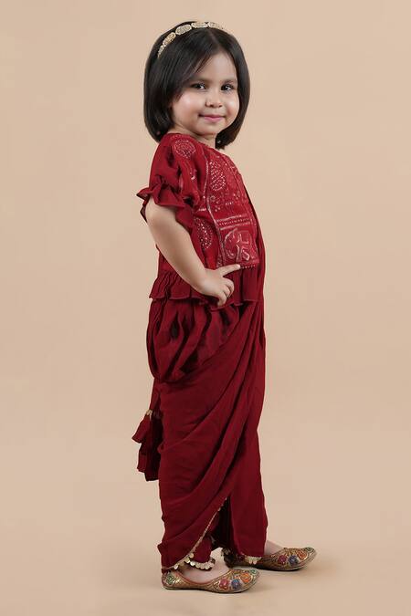 Buy Shining Kanika Maroon Georgette Embroidered Sequin Top Saree Set Online at Aza Fashions Buy_Shining Kanika_Maroon Georgette Embroidered Sequin Top Saree Set_Online_at_Aza_Fashions