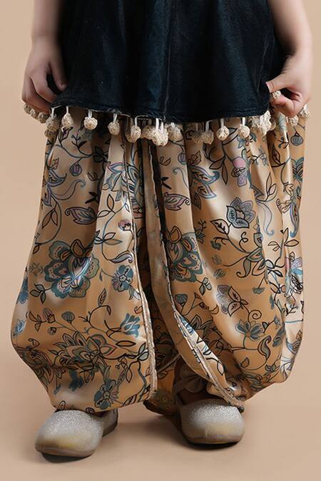 Shining Kanika Multi Color Peplum Top Velvet Applique Dhoti Pant Set Online at Aza Fashions Shining Kanika_Multi Color Peplum Top Velvet Applique Dhoti Pant Set_Online_at_Aza_Fashions