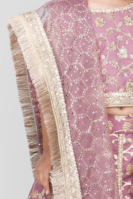 Shining Kanika Purple Chanderi, Cotton Embroidery Mughal Fleur Lehenga Blouse Set Online at Aza Fashions Shining Kanika_Purple Chanderi, Cotton Embroidery Mughal Fleur Lehenga Blouse Set _Online_at_Aza_Fashions