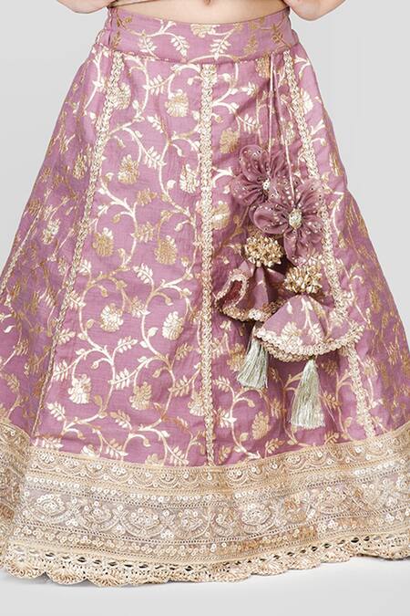 Shining Kanika Purple Chanderi, Cotton Embroidery Mughal Fleur Lehenga Blouse Set at Aza Fashions Shining Kanika_Purple Chanderi, Cotton Embroidery Mughal Fleur Lehenga Blouse Set _at_Aza_Fashions
