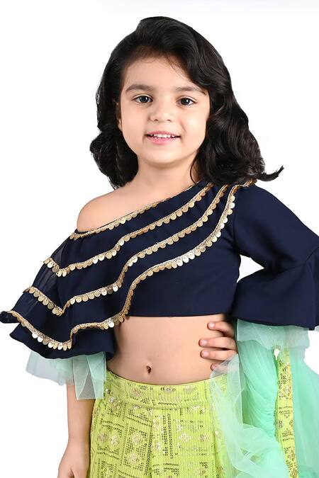 Shining Kanika_Blue Georgette Embroidery Sequin Brazen Embellished Lehenga Set_Online_at_Aza_Fashions