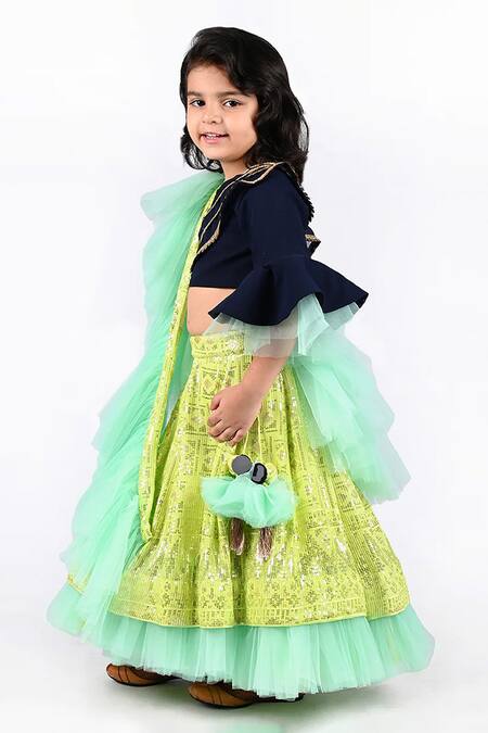 Buy_Shining Kanika_Blue Georgette Embroidery Sequin Brazen Embellished Lehenga Set_Online_at_Aza_Fashions