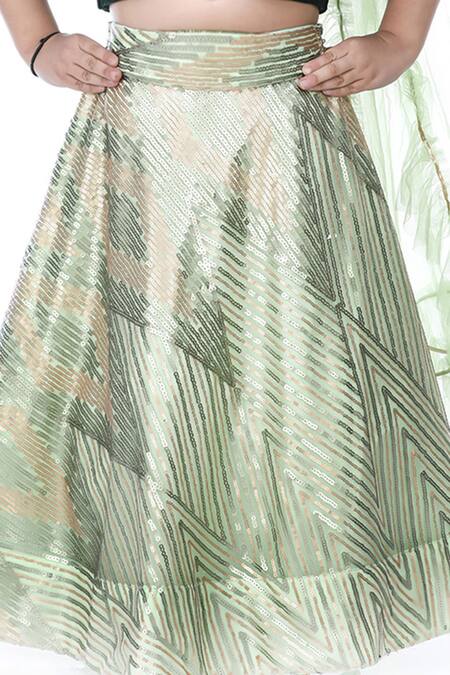 Buy_Shining Kanika_Green Blousevelvet Embroidery Sequin Helix Prism Lehenga Blouse Set_Online_at_Aza_Fashions