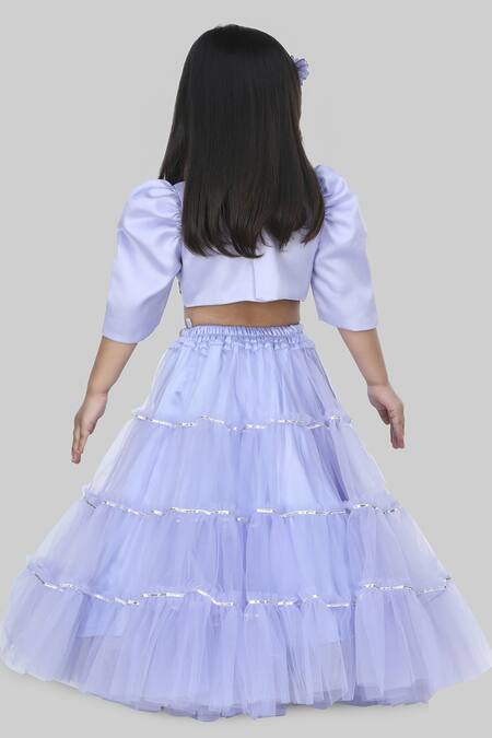 Shop Shining Kanika Blue Organza Embroidery Daisy Blouse Lehenga Set at Aza Fashions Shop_Shining Kanika_Blue Organza Embroidery Daisy Blouse Lehenga Set_at_Aza_Fashions