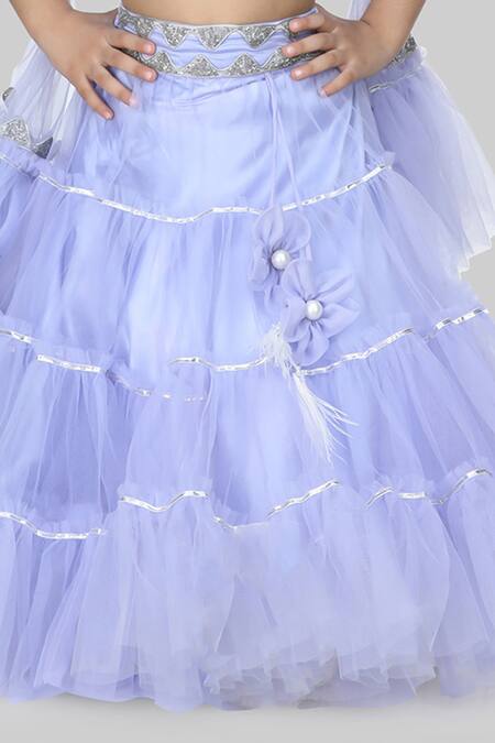 Shining Kanika Blue Organza Embroidery Daisy Blouse Lehenga Set Online at Aza Fashions Shining Kanika_Blue Organza Embroidery Daisy Blouse Lehenga Set_Online_at_Aza_Fashions