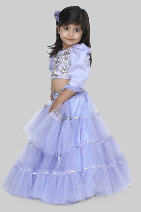 Shop Shining Kanika Blue Organza Embroidery Daisy Blouse Lehenga Set Online at Aza Fashions Shop_Shining Kanika_Blue Organza Embroidery Daisy Blouse Lehenga Set_Online_at_Aza_Fashions