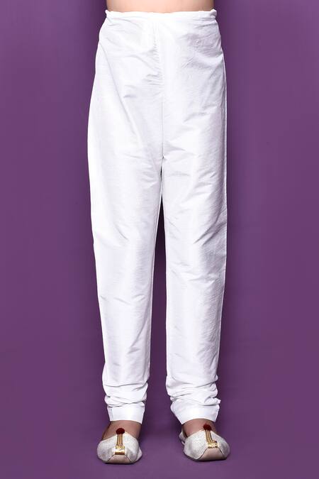 Petite Pomme_Blue Brocade, Silk, Embroidery Flower Woven Kurta Set_Online_at_Aza_Fashions