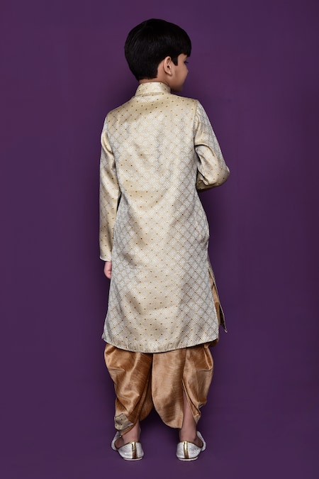 Petite Pomme Geometric Woven Pattern kurta & Dhoti Pant Set 
