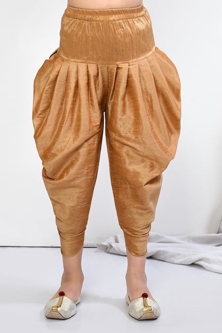 Petite Pomme_Green Brocade, Silk Floral Woven Motif Kurta And Patiala Pant Set _Online_at_Aza_Fashions