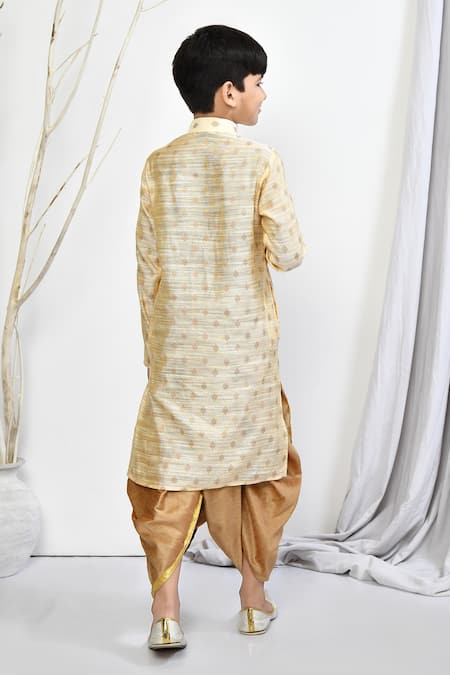 Petite Pomme Brocade Floral Woven Kurta Dhoti Pant Set 