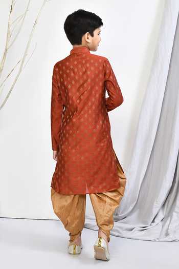 Petite Pomme Floral Motif Brocade Kurta Patiala Pant Set 