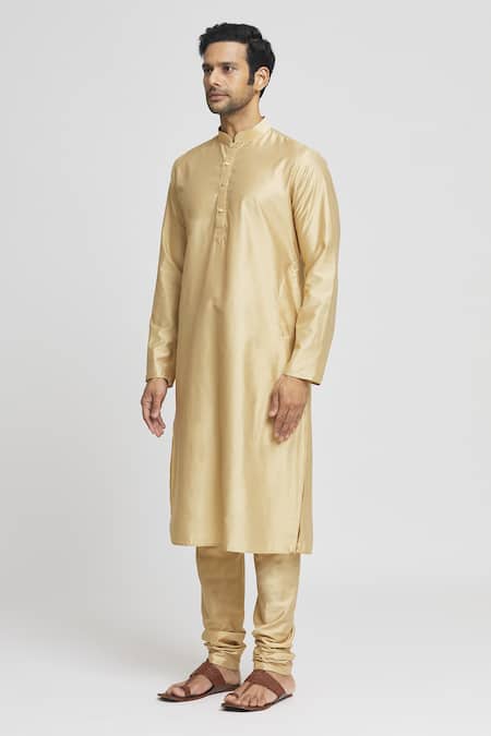 Arihant Rai Sinha_Blue Brocade, Silk Embroidery Navy Woven Geometric Bundi Kurta Set _Online_at_Aza_Fashions