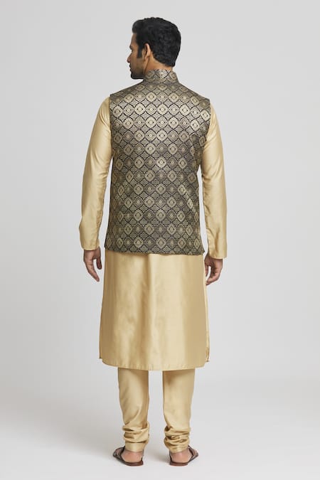 Arihant Rai Sinha Geometric Woven Bundi Kurta Set 