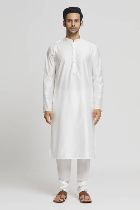 Arihant Rai Sinha_Gray , Satin Grey Plain Bundi Kurta Set_Online_at_Aza_Fashions
