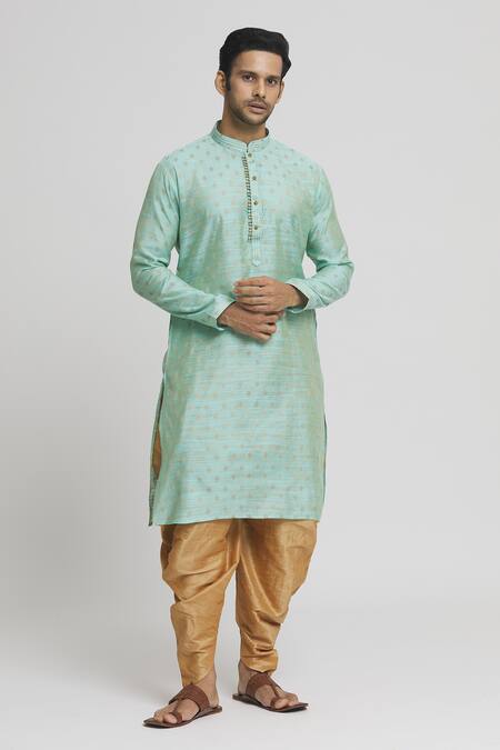 Buy Arihant Rai Sinha Blue Silk Embroidery Floral Butti Straight Kurta And Dhoti Pant Set Online at Aza Fashions Buy_Arihant Rai Sinha_Blue Silk Embroidery Floral Butti Straight Kurta And Dhoti Pant Set _Online_at_Aza_Fashions