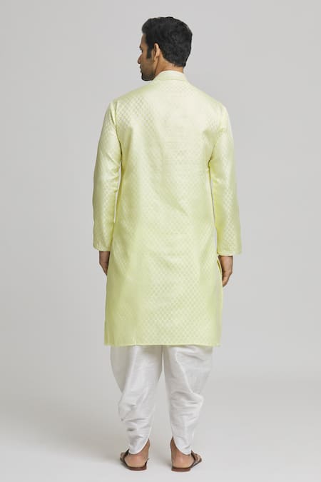 Shop Arihant Rai Sinha Yellow , Satin, Floral Geometric Pattern Kurta And Solid Dhoti Pant Set at Aza Fashions Shop_Arihant Rai Sinha_Yellow , Satin, Floral Geometric Pattern Kurta And Solid Dhoti Pant Set _at_Aza_Fashions