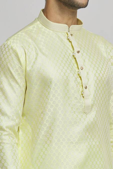 Shop Arihant Rai Sinha Yellow , Satin, Floral Geometric Pattern Kurta And Solid Dhoti Pant Set Online at Aza Fashions Shop_Arihant Rai Sinha_Yellow , Satin, Floral Geometric Pattern Kurta And Solid Dhoti Pant Set _Online_at_Aza_Fashions