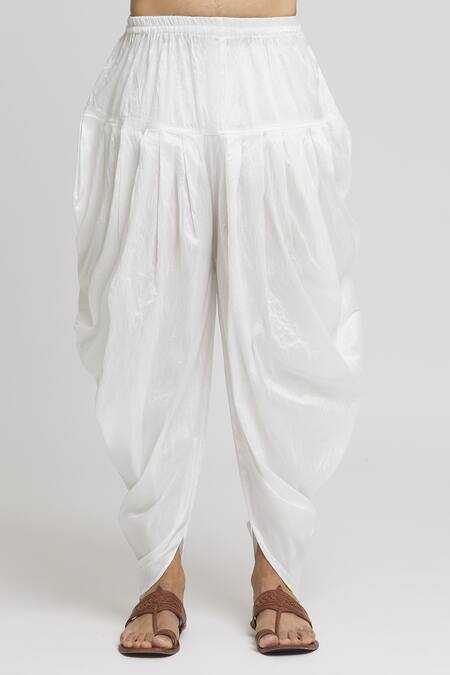 Arihant Rai Sinha_Orange Silk, Cotton Embroidery Straight Floral Pattern Kurta And Dhoti Pant Set_Online_at_Aza_Fashions