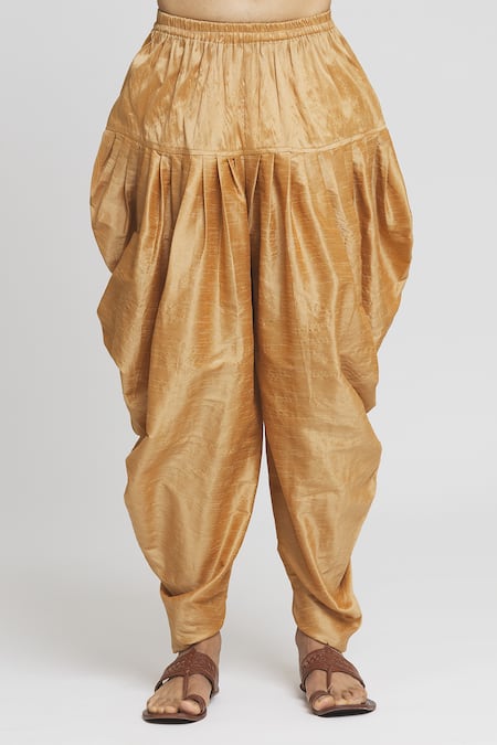 Arihant Rai Sinha_Maroon , Satin Embroidery Band Collar Kurta And Dhoti Pant Set_at_Aza_Fashions