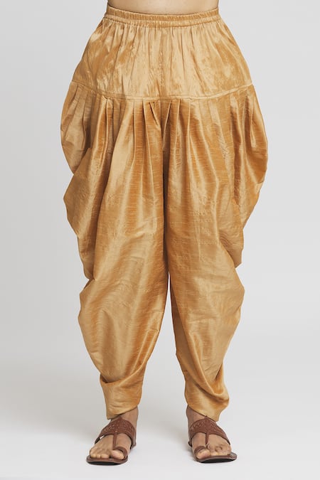 Arihant Rai Sinha_Yellow Silk Embroidery Long Sleeve Band Collar Kurta And Dhoti Pant Set _at_Aza_Fashions