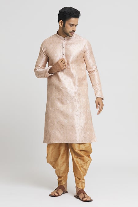 Arihant Rai Sinha Floral Pattern Band Collar Kurta & Dhoti Pant Set 