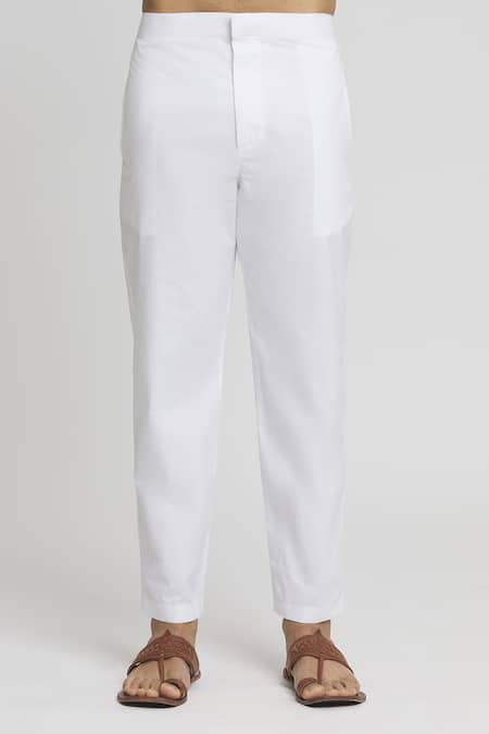 Arihant Rai Sinha_Red Cotton Plain Kurta With Pant_at_Aza_Fashions