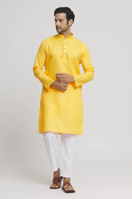 Arihant Rai Sinha Solid Band Collar Kurta With Pant 