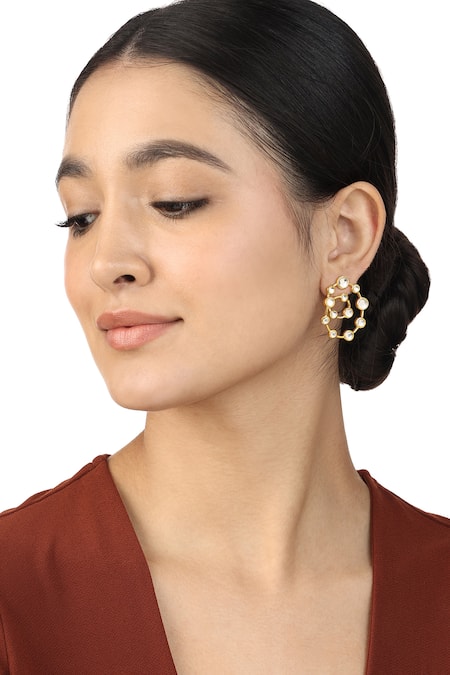 ISHARYA Lumen Concentric Mirror Embellished Earrings 