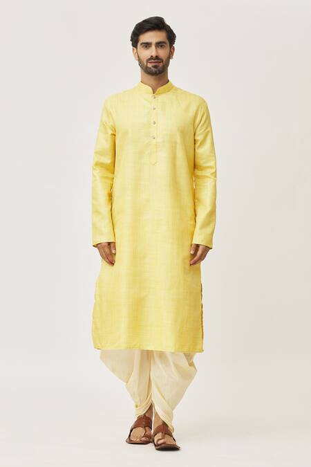 Buy Arihant Rai Sinha Yellow Silk Solid Kurta And Dhoti Pant Set Online at Aza Fashions Buy_Arihant Rai Sinha_Yellow Silk Solid Kurta And Dhoti Pant Set_Online_at_Aza_Fashions