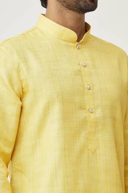 Arihant Rai Sinha Yellow Silk Solid Kurta And Dhoti Pant Set at Aza Fashions Arihant Rai Sinha_Yellow Silk Solid Kurta And Dhoti Pant Set_at_Aza_Fashions