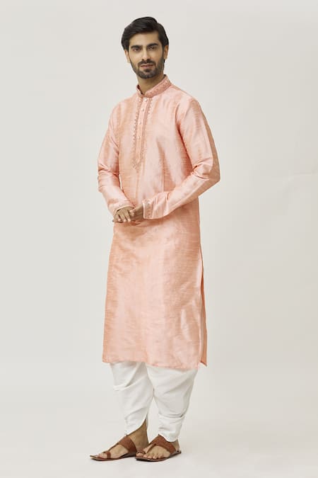 Buy Arihant Rai Sinha Pink Silk Embroidery Cuffs Thread Kurta And Dhoti Pant Set Online at Aza Fashions Buy_Arihant Rai Sinha_Pink Silk Embroidery Cuffs Thread Kurta And Dhoti Pant Set_Online_at_Aza_Fashions