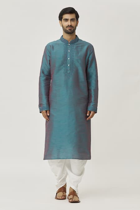 Arihant Rai Sinha Grey Silk Embroidery Cuffs Thread Work Kurta And Dhoti Pant Set Online at Aza Fashions Arihant Rai Sinha_Grey Silk Embroidery Cuffs Thread Work Kurta And Dhoti Pant Set _Online_at_Aza_Fashions