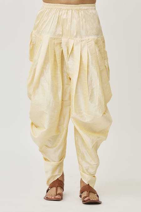 Buy_Arihant Rai Sinha_Orange Silk Embroidery Cuff Thread Kurta And Dhoti Pant Set