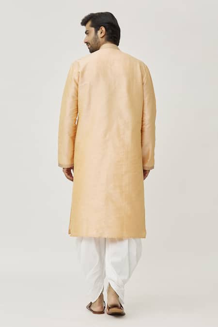 Arihant Rai Sinha Placket Floral Work Kurta & Off-White Dhoti Pant Set 