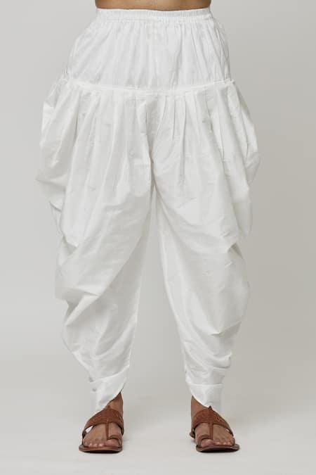 Arihant Rai Sinha_Pink Silk Embroidery Placket Floral Work Kurta And Off-white Dhoti Pant Set _at_Aza_Fashions